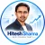 Hitesh Sharma, SEO Consultant, logo with his photo inside a magnifying glass and a rising growth chart